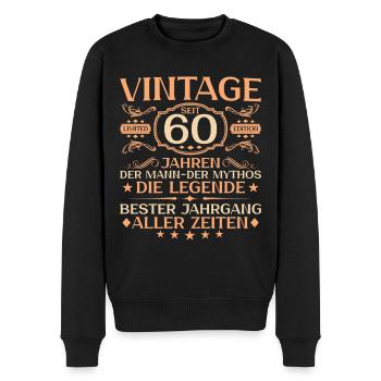 60 Jahre Vintage Mann 60. Geburtstag - Männer Premium Bio Pullover - Schwarz - Vorne - Nico (187cm)