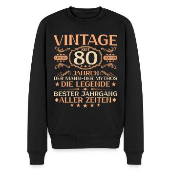 80 Jahre Vintage Mann 80. Geburtstag - Männer Premium Bio Pullover - Schwarz - Vorne - Nico (187cm)