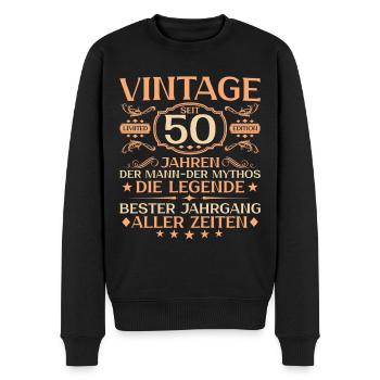 50 Jahre Vintage Mann 50. Geburtstag - Männer Premium Bio Pullover - Schwarz - Vorne - Nico (187cm)