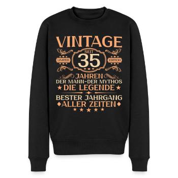 35 Jahre Vintage Mann 35. Geburtstag - Männer Premium Bio Pullover - Schwarz - Vorne - Nico (187cm)