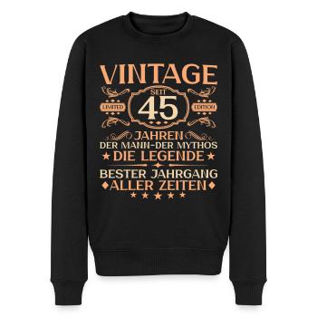 45 Jahre Vintage Mann 45. Geburtstag - Männer Premium Bio Pullover - Schwarz - Vorne - Nico (187cm)