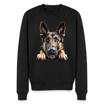 Treuer Deutscher Schäferhund Blick - Männer Premium Bio Pullover - Schwarz - Vorne - Nico (187cm)