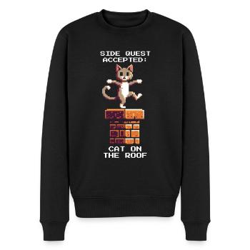 Schornsteinfeger Katze Dach Nebenquest Retro Pixel - Männer Premium Bio Pullover - Schwarz - Vorne - Nico (187cm)