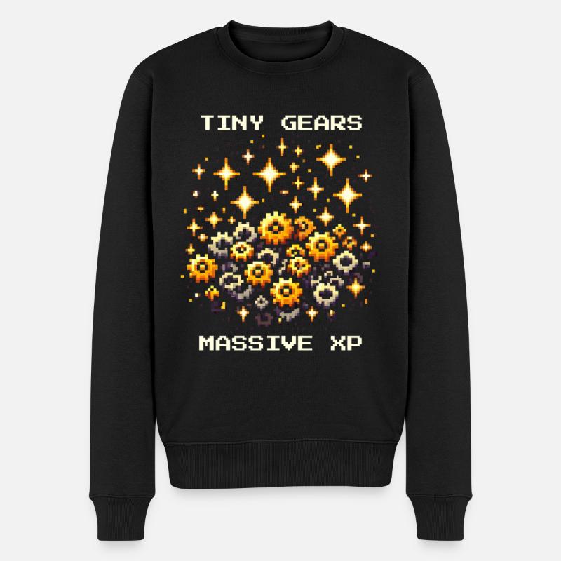 Tiny Gears XP Antrieb Feinmechanik Nerd Pixel - Männer Premium Bio Pullover - Schwarz
