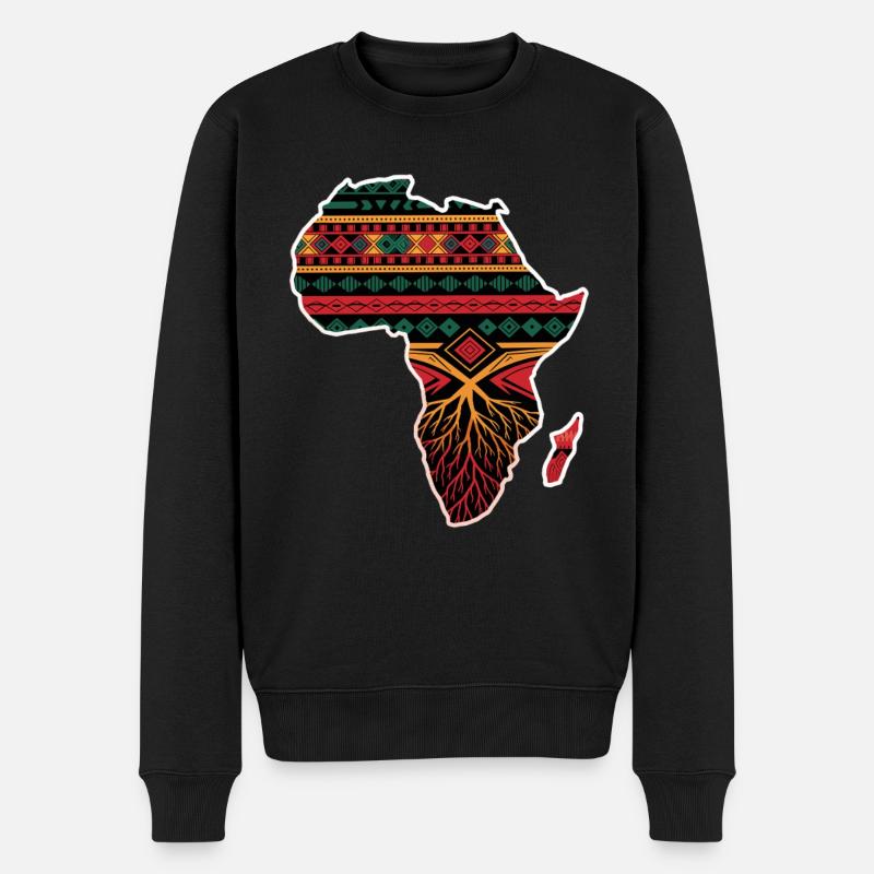 Afrikanische Muster Karte mit Wurzeln - Männer Premium Bio Pullover - Schwarz