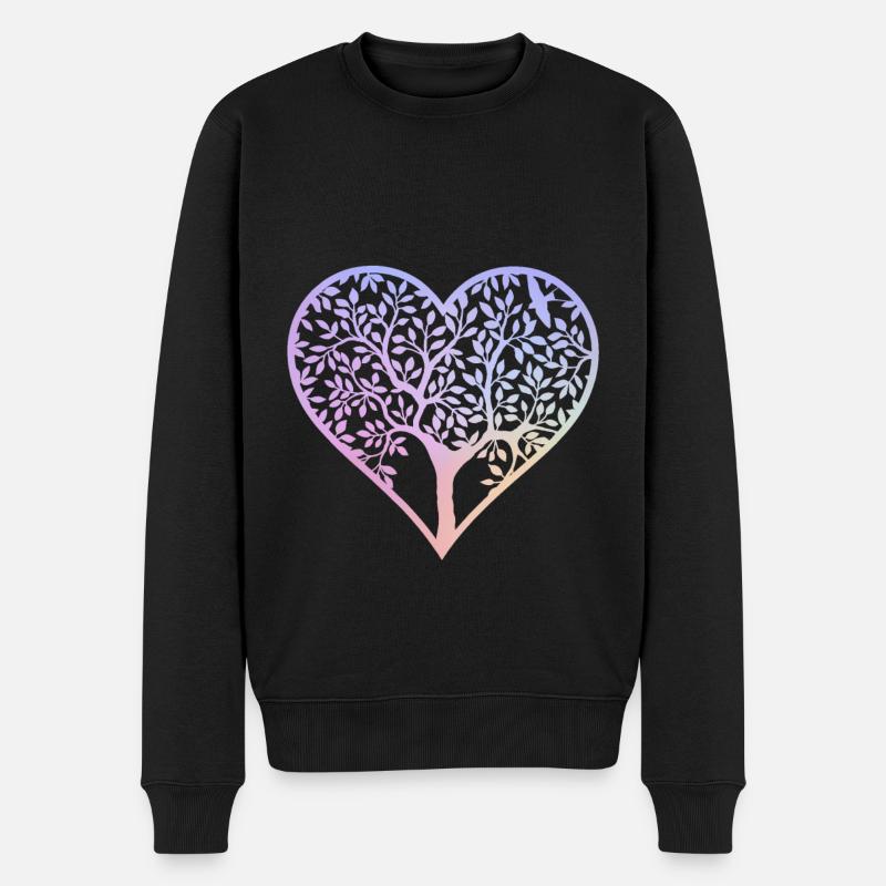 Baum Herzform Frühlingsgefühle - Männer Premium Bio Pullover - Schwarz