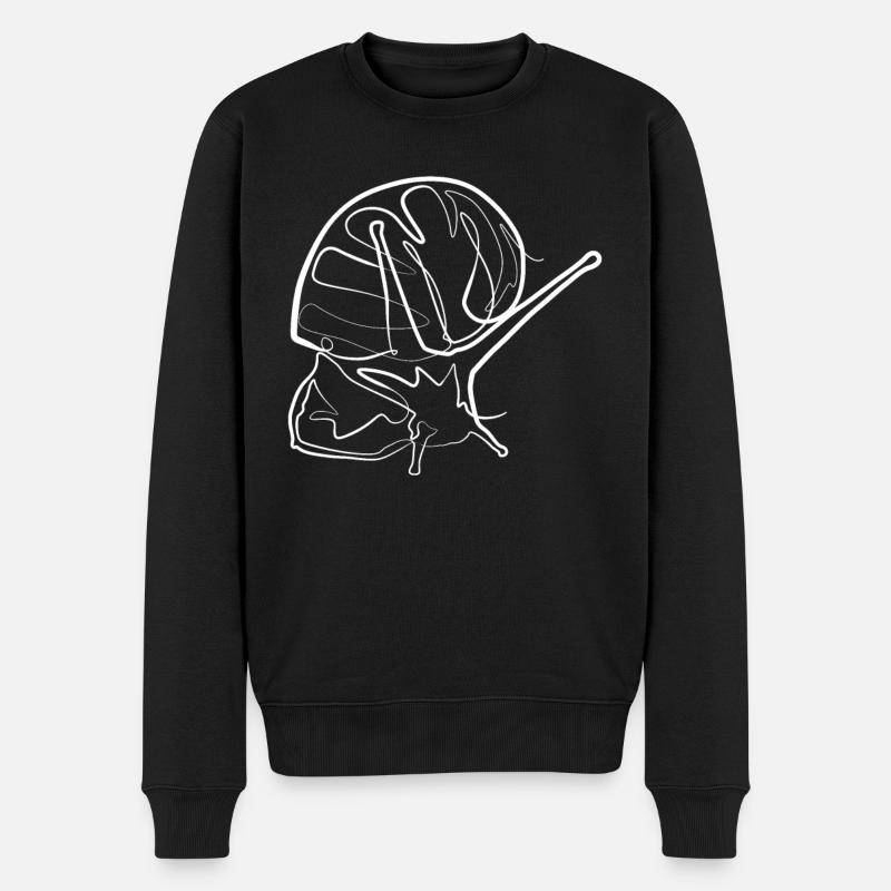 Escargot motif animal - one line drawing - Pull Premium bio Homme - noir