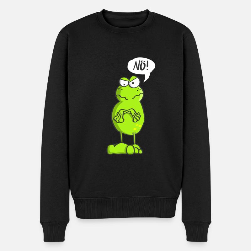 Statement Frosch Nö! - Männer Premium Bio Pullover - Schwarz