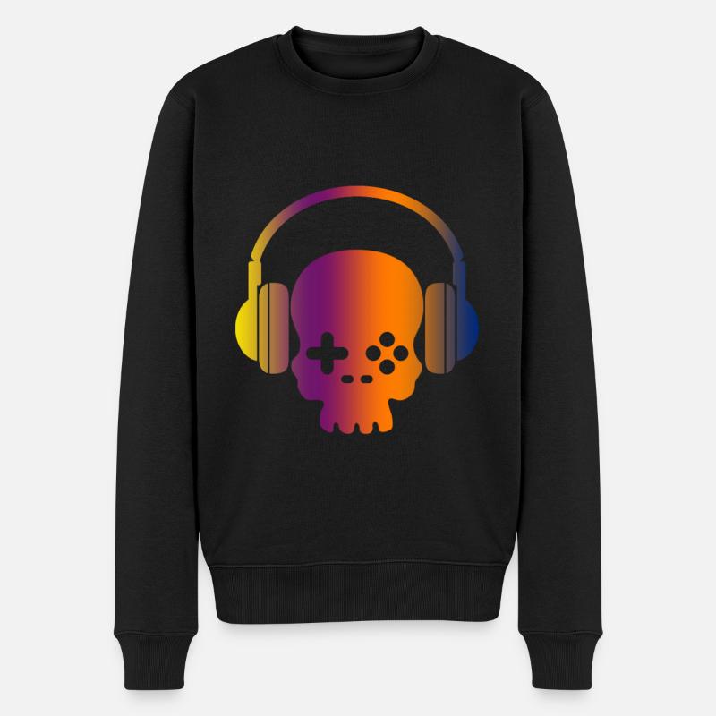 Zocken Headset Gaming Schädel - Männer Premium Bio Pullover - Schwarz