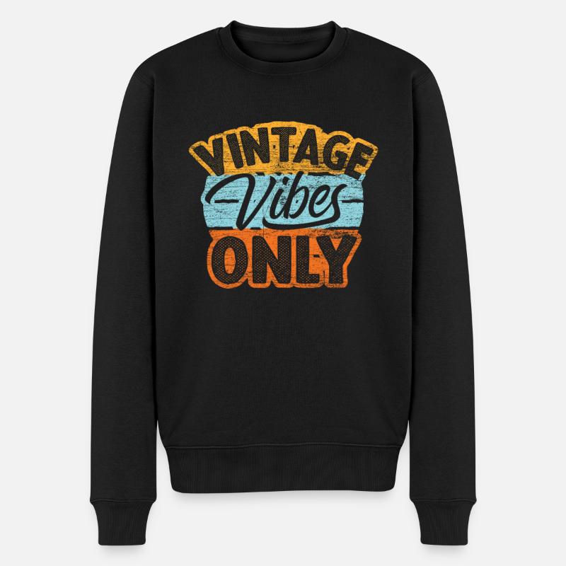 Vintage Musik - Männer Premium Bio Pullover - Schwarz