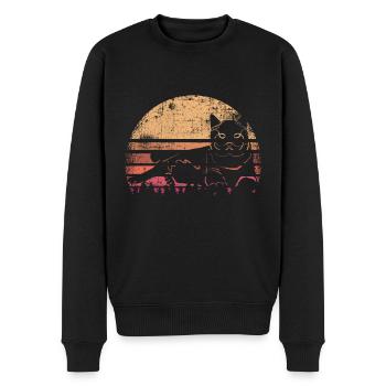 Katze - Männer Premium Bio Pullover - Schwarz - Vorne - Nico (187cm)