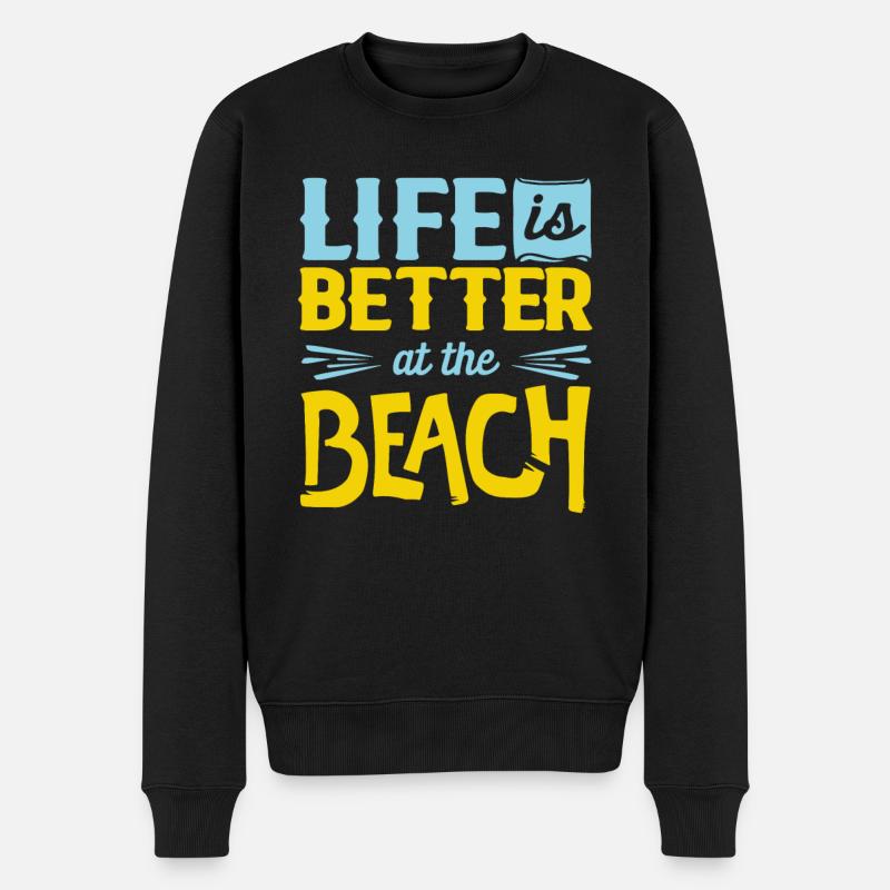 Strand - Männer Premium Bio Pullover - Schwarz