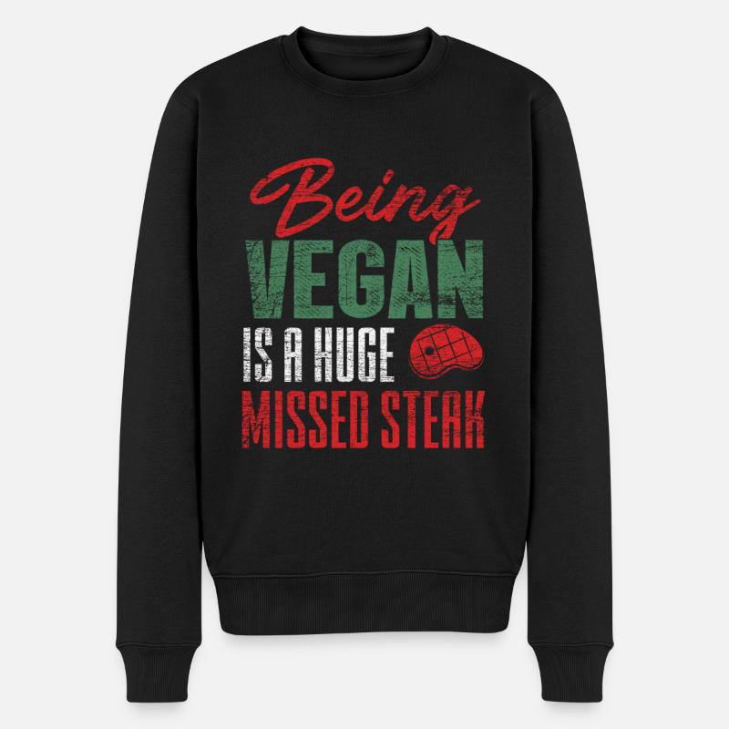 Grillen Steak - Männer Premium Bio Pullover - Schwarz