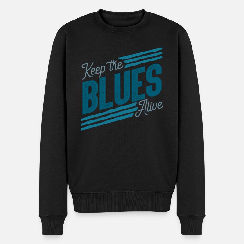 Blues - Männer Premium Bio Pullover - Schwarz