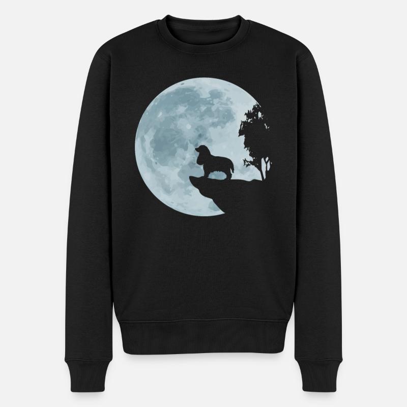 Cocker Spaniel Vollmond Hund Liebe Cocker Geschenk - Männer Premium Bio Pullover - Schwarz