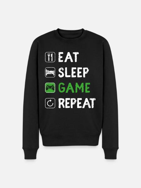 Funny Eat Sleep Game Gentag Video Gamer Gaming Lov - Økologisk premium-sweatshirt til mænd - sort