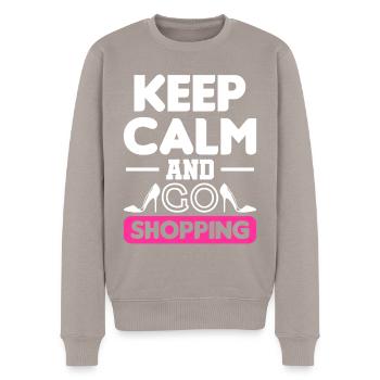 Shopping Shoppen Einkaufsbummel Geschenk - Männer Premium Bio Pullover - Taupe - Vorne - Nico (187cm)