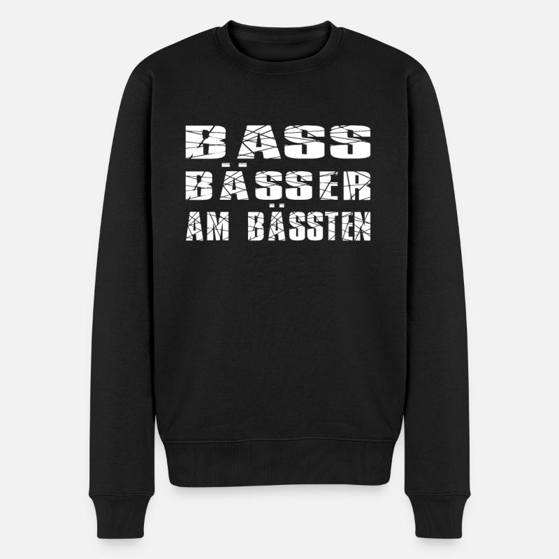 Bass bässer am bässten - Musik - Geschenk - Männer Premium Bio Pullover - Schwarz