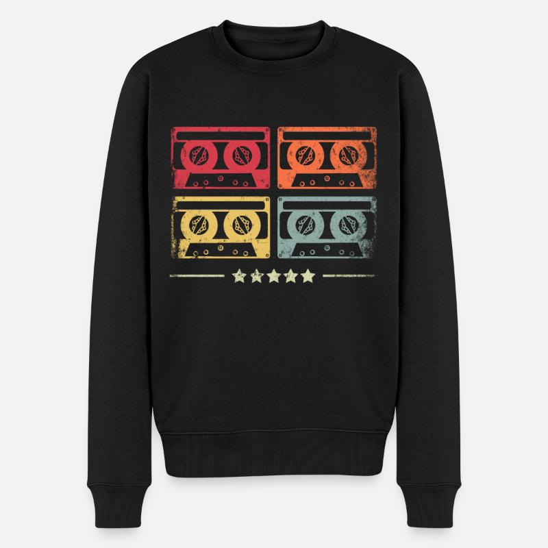 Vintage Musik Mixtape Kassette - Männer Premium Bio Pullover - Schwarz
