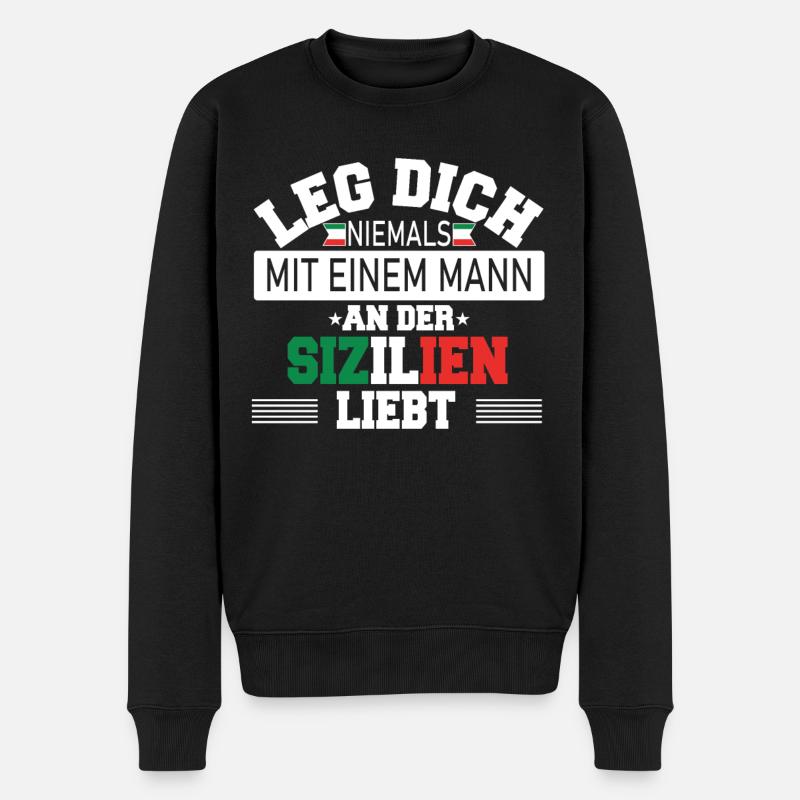Sicilia Palermo Italy Sicilian - Männer Premium Bio Pullover - Schwarz