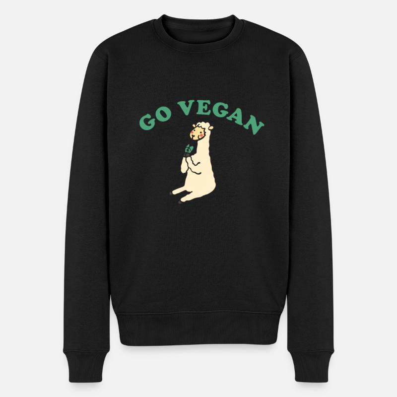 Go vegan - Männer Premium Bio Pullover - Schwarz