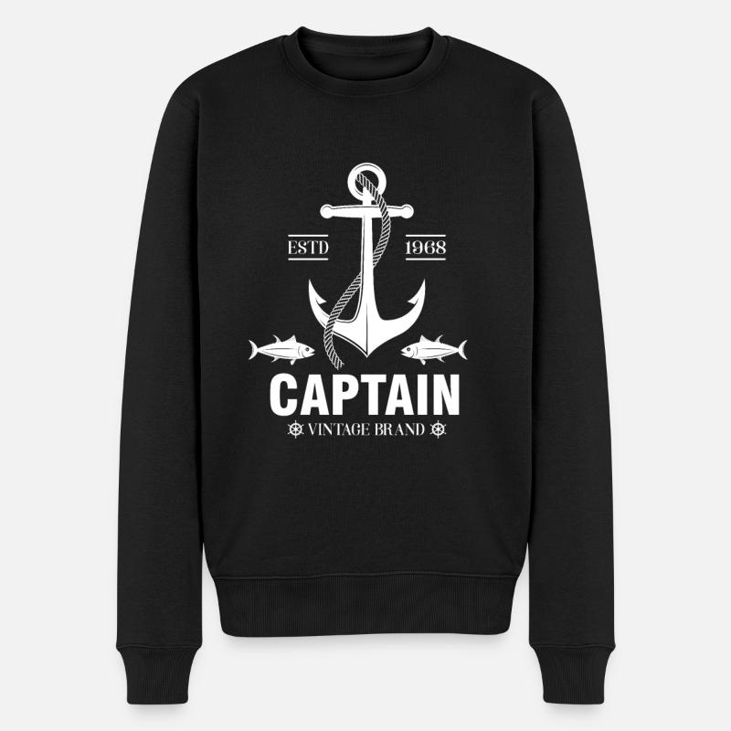 Anker Captain - Männer Premium Bio Pullover - Schwarz