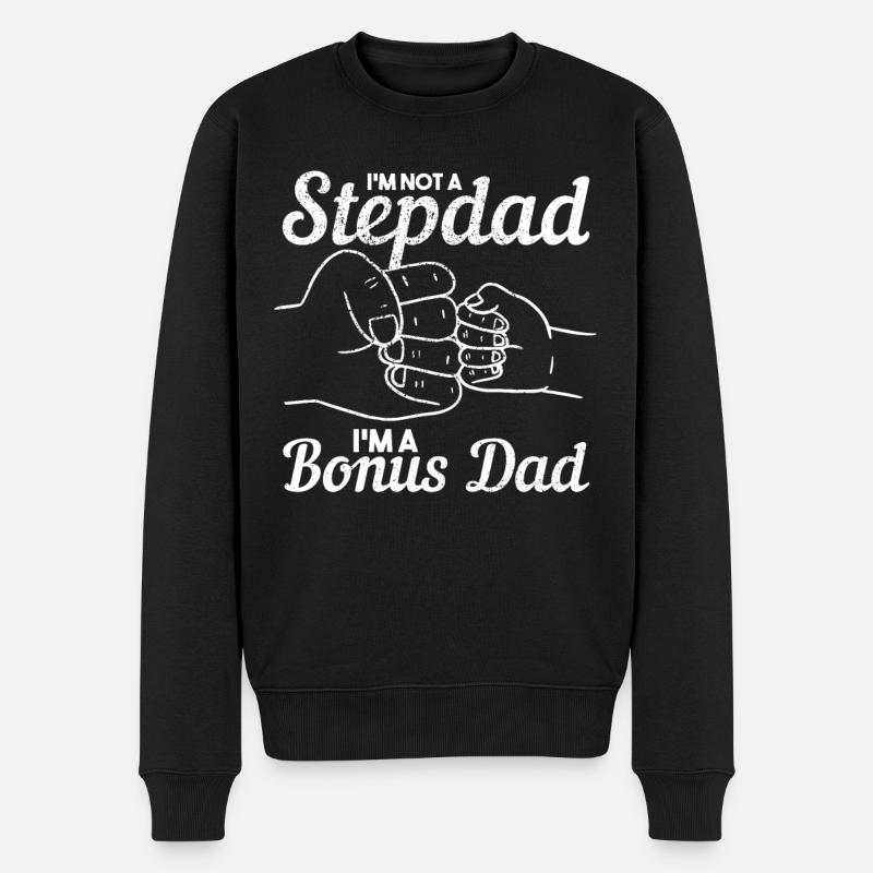 Papa Bonus Papa Vatertag Geschenk - Männer Premium Bio Pullover - Schwarz