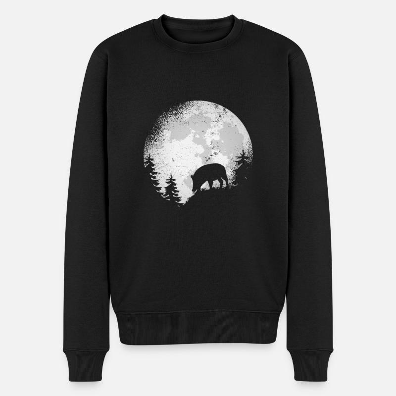 Wildschwein Geschenk Jäger Jagen Mond - Männer Premium Bio Pullover - Schwarz