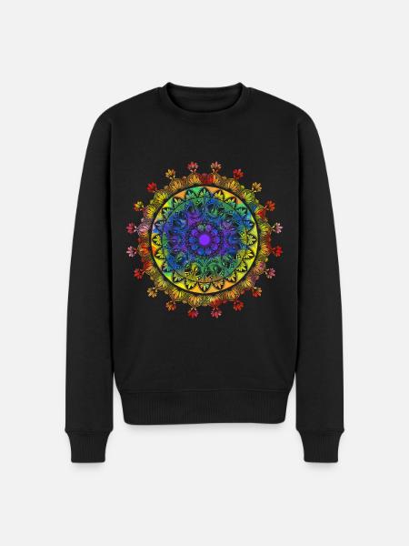Spiritual mandala with Indian ornaments - Men's Premium Organic Jumper - black