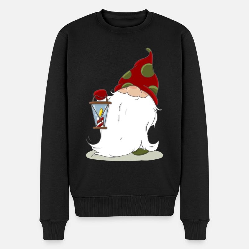 Weihnachten nordische Elf Wichtel Zwerg Laterne - Männer Premium Bio Pullover - Schwarz
