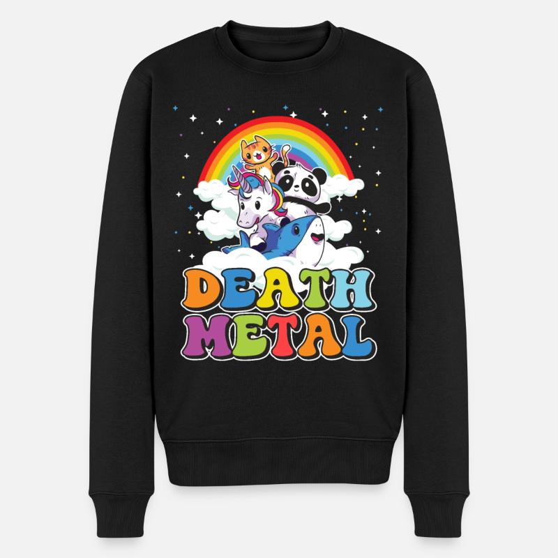 Death Metal Geschenk Heavy Regenbogen Einhorn - Männer Premium Bio Pullover - Schwarz
