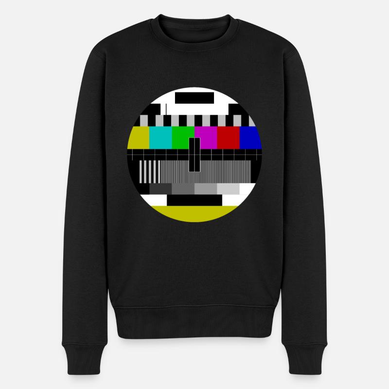 Testbild Test Screen Sendeschluss 70er 80er Retro - Männer Premium Bio Pullover - Schwarz