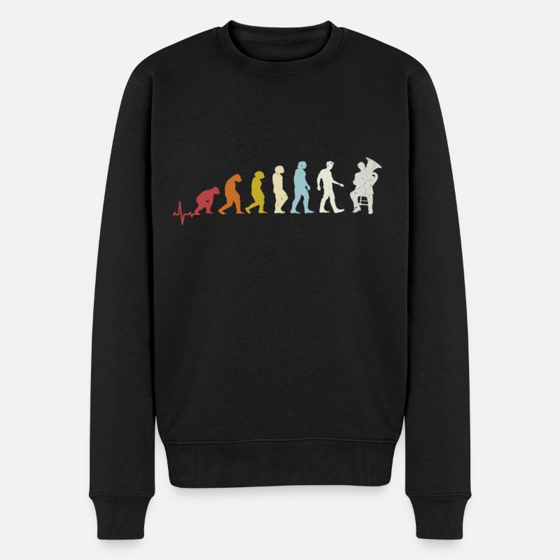 Tuba Tubist Evolution Blechblasinstrument Musik - Männer Premium Bio Pullover - Schwarz