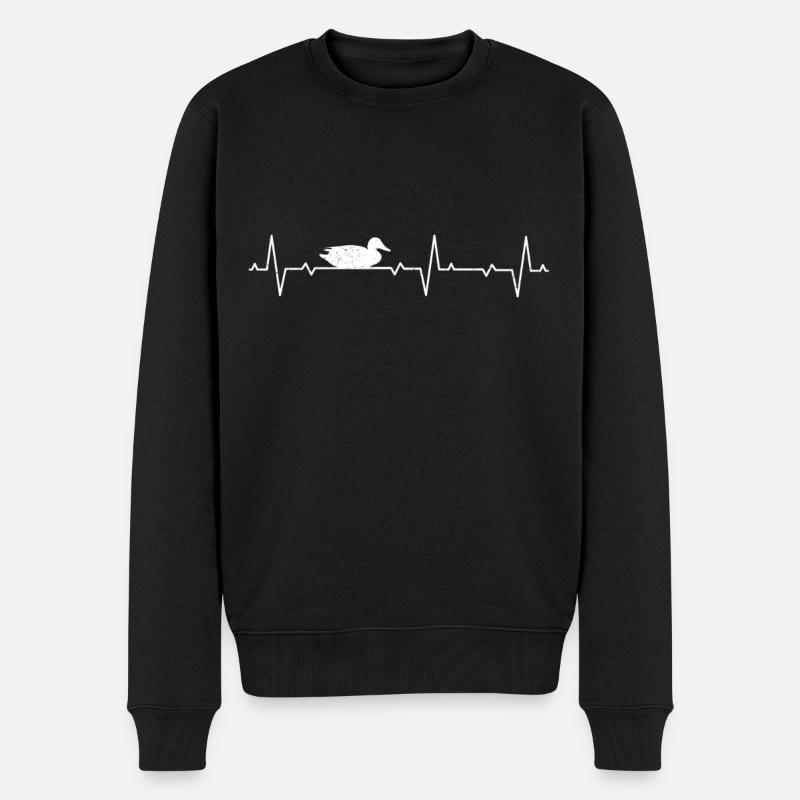 Ente Vintage Enten Herzschlag - Männer Premium Bio Pullover - Schwarz