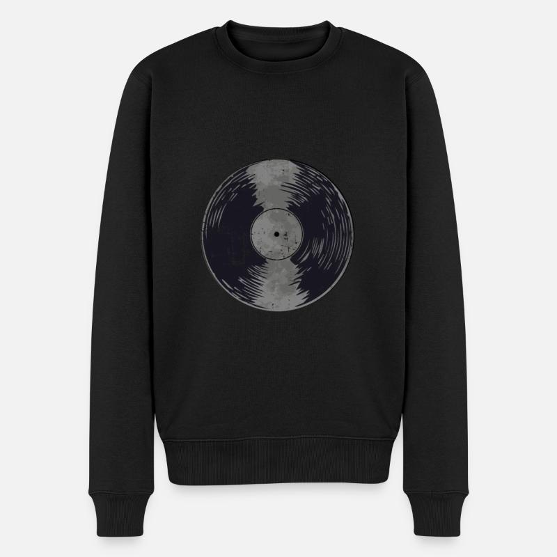Schallplatte Schallplatten Plattenspieler Geschenk - Männer Premium Bio Pullover - Schwarz