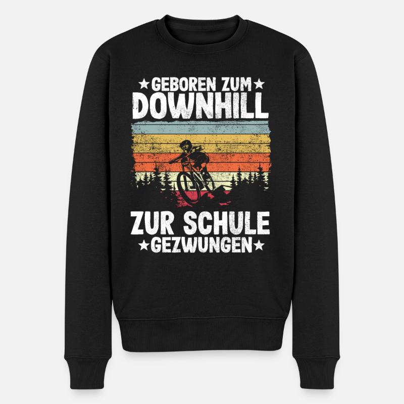 Downhill Kinder Spruch Schule MTB Mountainbike - Männer Premium Bio Pullover - Schwarz