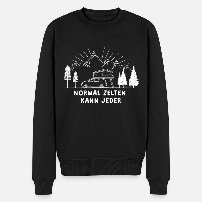 Normal Zelten Kann Jeder Dachzelt Outdoor Camping - Männer Premium Bio Pullover - Schwarz