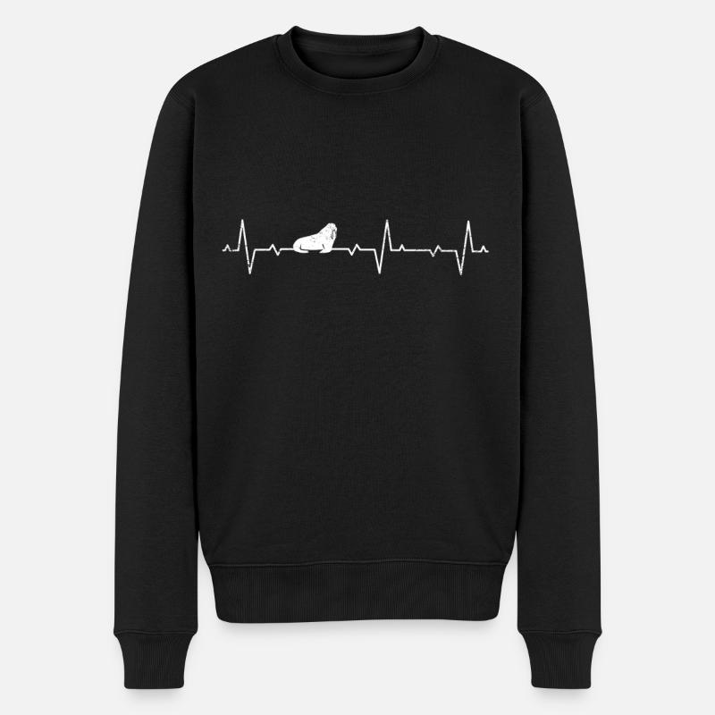 Walross Herzschlag Robben Seehund Meerestiere - Männer Premium Bio Pullover - Schwarz