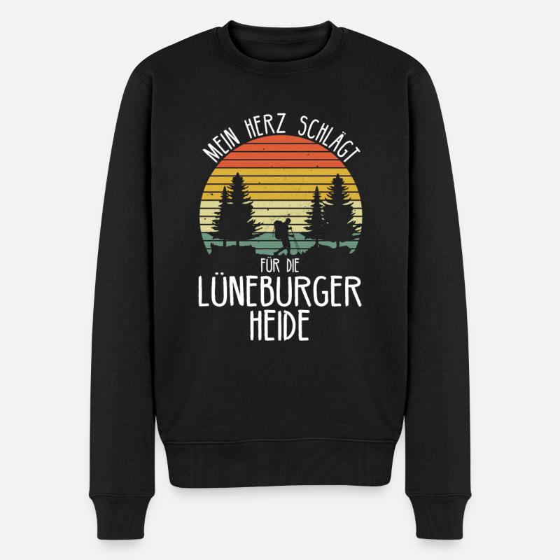 Lüneburger Heide Wald Hamburg Geschenkidee - Männer Premium Bio Pullover - Schwarz