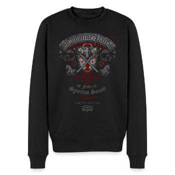 C-PK · KNIGHT, HELMET, SHIELD, SWORD, COAT OF ARMS - Men's Premium Organic Jumper - black - Front - Nico (187cm)