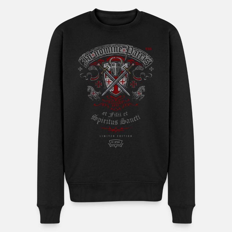 C-PK · RITTER, HELM, SCHILD, SCHWERT, WAPPEN - Männer Premium Bio Pullover - Schwarz