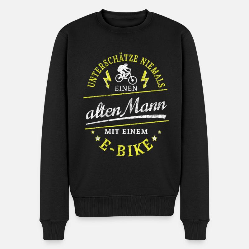 Ebike Unterschätze niemals einen alten Mann Herren - Männer Premium Bio Pullover - Schwarz