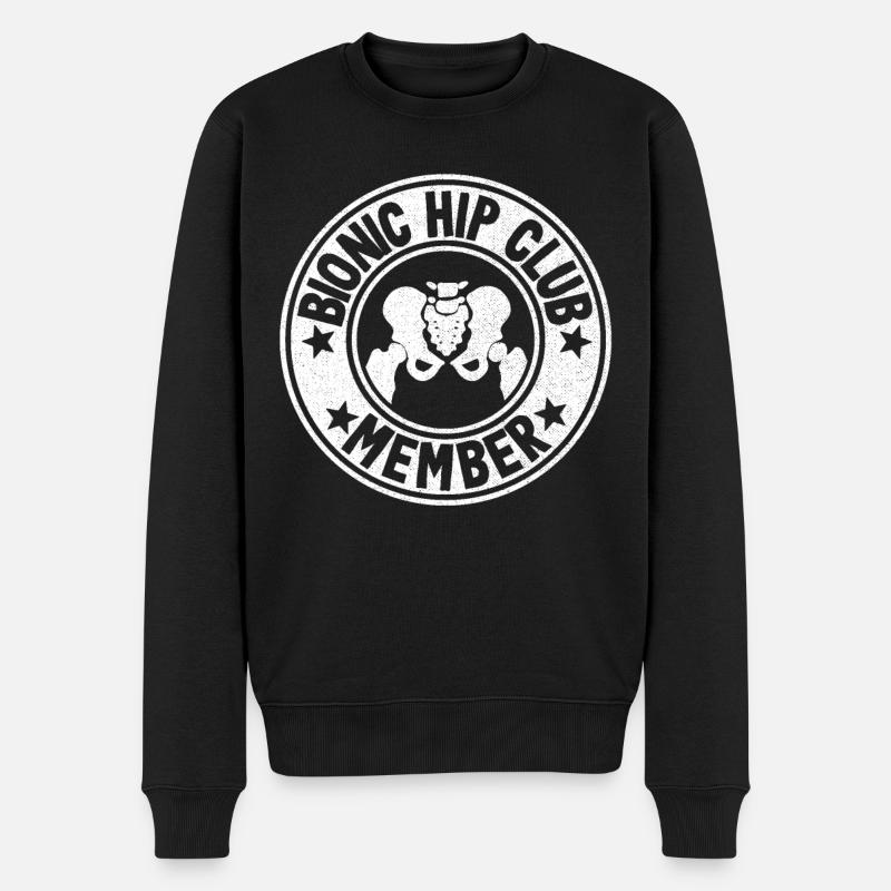 Neue Hüfte Hüft OP Operation Genesung Lustig Logo - Männer Premium Bio Pullover - Schwarz