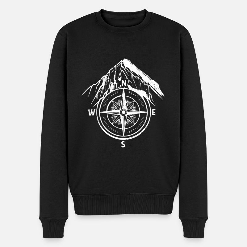 Kompass Mythologie Wandern Reisen Berge - Männer Premium Bio Pullover - Schwarz