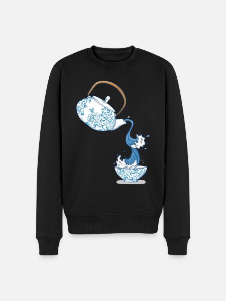 Theepot grote golf kunst tekening Japan stijl - Mannen Premium Bio sweater - zwart