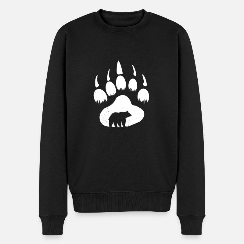 Bär Wandern Bären Natur Geschenkidee Spuren Wald - Männer Premium Bio Pullover - Schwarz