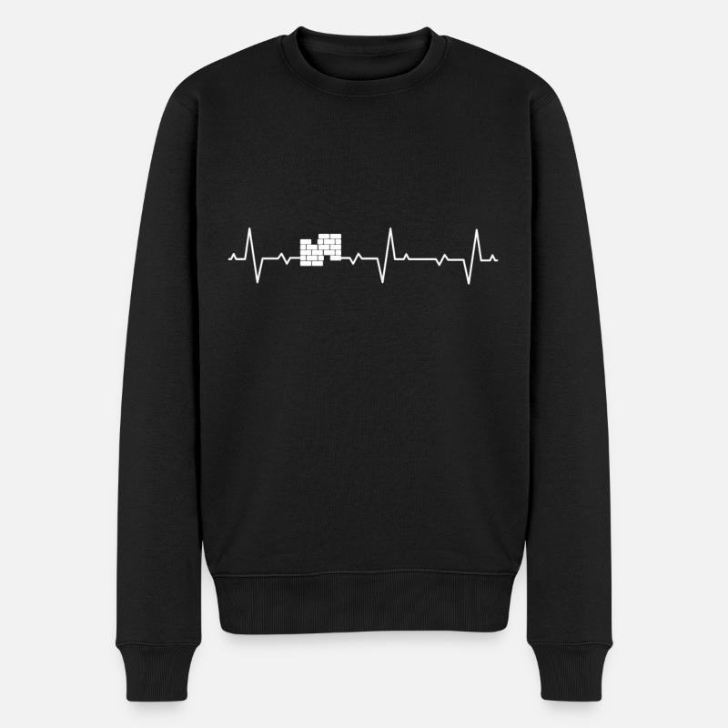 Maurer Handwerker Baustelle Bauarbeiter Herzschlag - Männer Premium Bio Pullover - Schwarz