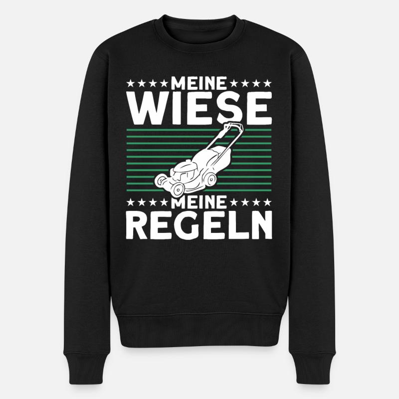Wiese Rasen Rasenmäher - Männer Premium Bio Pullover - Schwarz