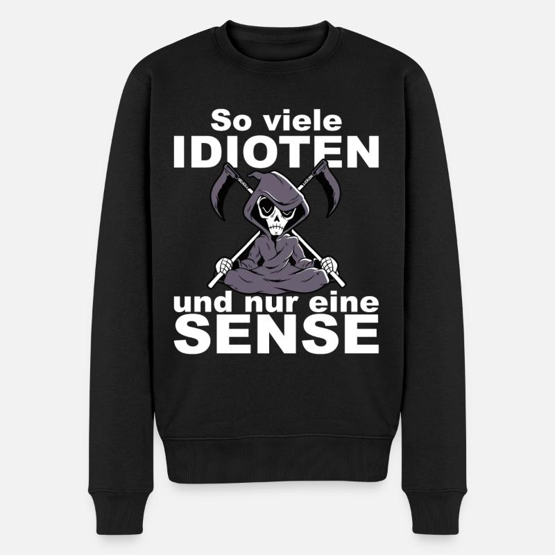 So viele Idioten und nur eine Sense - Männer Premium Bio Pullover - Schwarz