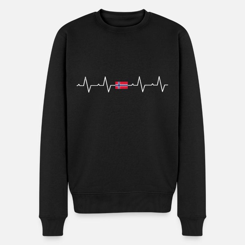 Norwegen Norweger Skandinavien Herzschlag - Männer Premium Bio Pullover - Schwarz